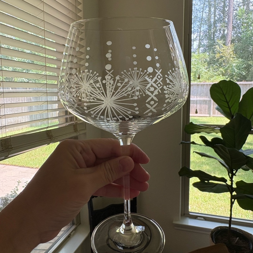 Anthropologie XL Clear Etched Wine Glass (7 total)